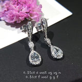 Zircon Drop Earrings Crystal Long Wedding 925 Silver Jewelry
