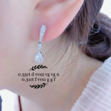 Zircon Drop Earrings Crystal Long Wedding 925 Silver Jewelry