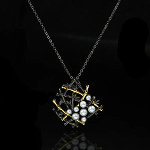Geometric Cross Pendant Pearl Necklace Clavicle Chain