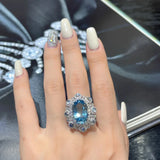 Sea Crystal Wedding Bands Ring Women Engagement Proposal Finger Jewelry