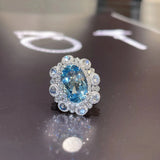 Sea Crystal Wedding Bands Ring Women Engagement Proposal Finger Jewelry