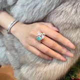 Paraiba Tourmaline Bowknot Open Rings Silver Wedding Engagement Bridal Ring