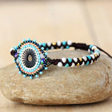 Stone Braided Wrap Bracelet Bohemian Woven Beaded Jewelry