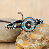 Stone Braided Wrap Bracelet Bohemian Woven Beaded Jewelry