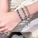 925 Stamp Silver CZ Bracelet for Women Crystal Wedding Jewelry
