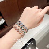 925 Stamp Silver CZ Bracelet for Women Crystal Wedding Jewelry