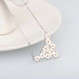 Silver Green Flower Pendant Chain Small Fresh Sweater Jewelry