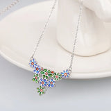 Silver Green Flower Pendant Chain Small Fresh Sweater Jewelry