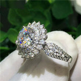 Zircon Inlaid Silver Wedding Party Ring for Women