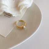 Pearl Plated Silver Irregular Rings for Women
