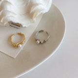 Pearl Plated Silver Irregular Rings for Women