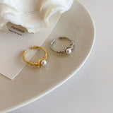 Pearl Plated Silver Irregular Rings for Women