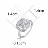 Silver Plated CZ Engagement Ring Hollow Square Bridal Wedding Band