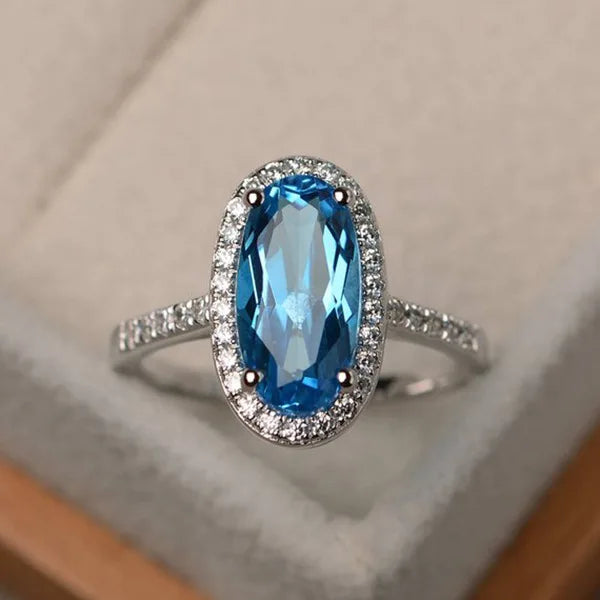 Silver Plated Oval Cut Zircon Cocktail Ring