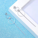925 Stamp Silver Circle Tassel Long Earrings Ear Line Women Jewelry