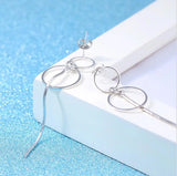 925 Stamp Silver Circle Tassel Long Earrings Ear Line Women Jewelry