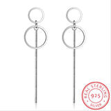 925 Stamp Silver Circle Tassel Long Earrings Ear Line Women Jewelry
