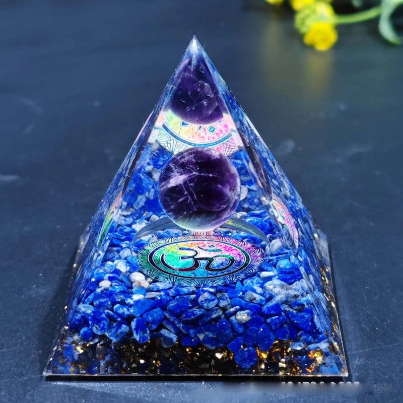Orgonite Pyramid Crystal Ball Crushed Stone Resin Ornament