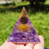 Orgonite Pyramid Crystal Ball Crushed Stone Resin Ornament