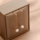 Natural Pearl Earrings for Women Long Pendant Jewelry Accessories