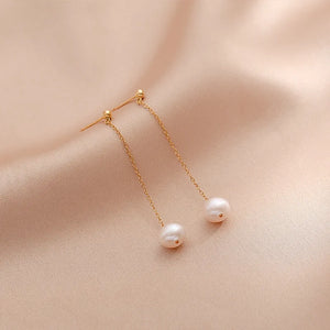 Natural Pearl Earrings for Women Long Pendant Jewelry Accessories