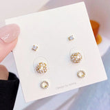 6-Piece Suit Zircon Earrings Flash Zircon Fine Jewelry Gift