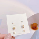 6-Piece Suit Zircon Earrings Flash Zircon Fine Jewelry Gift