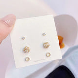 6-Piece Suit Zircon Earrings Flash Zircon Fine Jewelry Gift