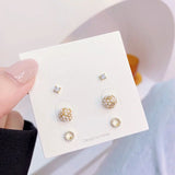 6-Piece Suit Zircon Earrings Flash Zircon Fine Jewelry Gift