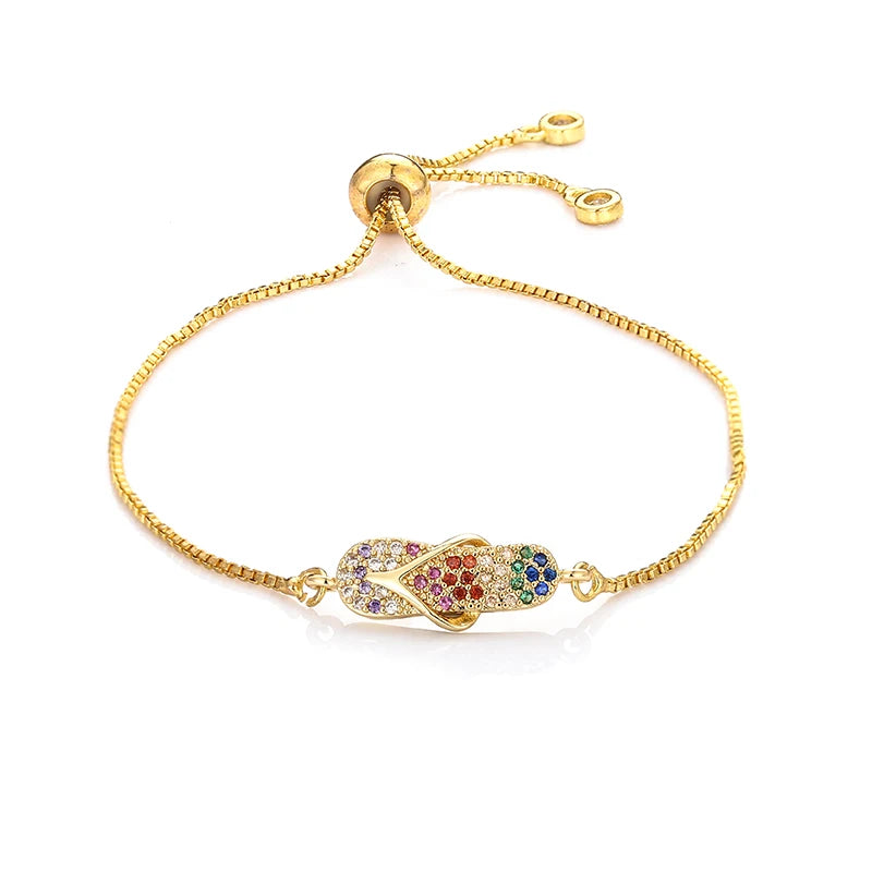 Colorful Crystal Zircon Bracelet 18K Adjustable Women Bangle