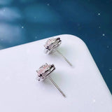 Pink Diamond Round Earrings S925 Sterling Silver Jewelry