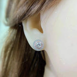 Pink Diamond Round Earrings Sterling Silver Jewelry
