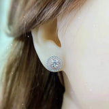 Pink Diamond Round Earrings S925 Sterling Silver Jewelry