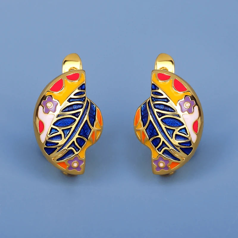 Small Epoxy Women's Earrings Flower Shape Bridal Wedding Enamel