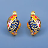 Small Epoxy Women's Earrings Flower Shape Bridal Wedding Enamel
