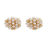 Inlaid Pearl Stud Earrings Zircon Woman Ear Studs