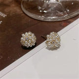 Inlaid Pearl Stud Earrings Zircon Woman Ear Studs