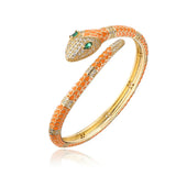 Snake Animal Cuff Enamel Bangle 18K Plated Jewelry for Women Teens