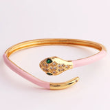 Snake Animal Cuff Bracelet Enamel Bangle High 18K Plated Jewelry