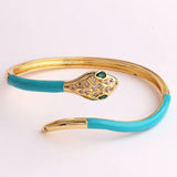 Snake Animal Cuff Bracelet Enamel Bangle High 18K Plated Jewelry