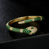 Snake Animal Cuff Enamel Bangle 18K Plated Jewelry for Women Teens