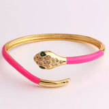Snake Animal Cuff Bracelet Enamel Bangle High 18K Plated Jewelry