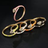 Snake Animal Cuff Enamel Bangle 18K Plated Jewelry for Women Teens