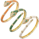 Snake Animal Cuff Enamel Bangle 18K Plated Jewelry for Women Teens