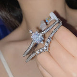 Clear CZ Bangle Silver Bracelet Wedding Jewelry