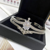 Clear CZ Bangle Silver Bracelet Wedding Jewelry