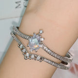 Clear CZ Bangle Silver Bracelet Wedding Jewelry