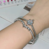 Clear CZ Bangle Silver Bracelet Wedding Jewelry