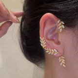Sparkling Leaf Ear Cuff Clip Earring for Women Girls