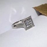 Silver CZ Square Wedding Ring for Women Lady's Bands